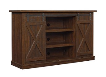 Twin Star Home - Cottonwood TV Stand for TVs up to 60 inches with Sliding Barn Doors - Saw Cut Espresso - Front_Zoom