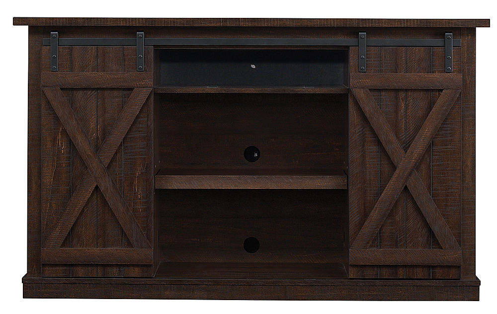 Angle View: Twin Star Home - Cottonwood TV Stand for TVs up to 60 inches with Sliding Barn Doors - Saw Cut Espresso