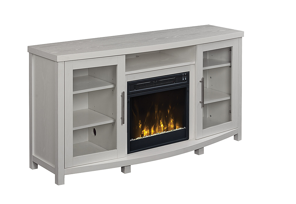Left View: Twin Star Home - Rossville TV Stand for TVs up to 60" with Electric Fireplace - White