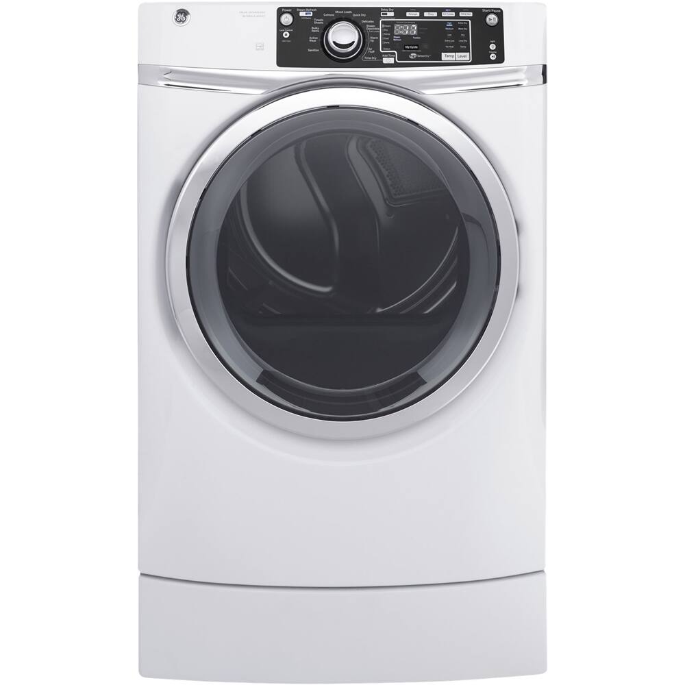 Front. GE - RightHeight 8.3 Cu. Ft. 13-Cycle Gas Dryer with Steam.
