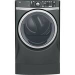 GE - RightHeight 8.3 Cu. Ft. 13-Cycle Electric Dryer with Steam - Diamond Gray - Front_Standard