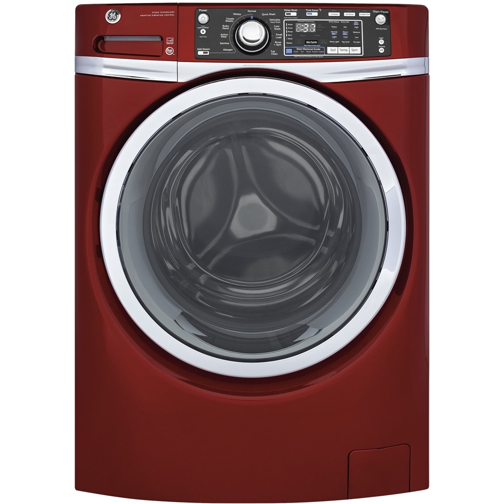 GE - 4.9 Cu. Ft. 13-Cycle Front-Loading Washer - Ruby red