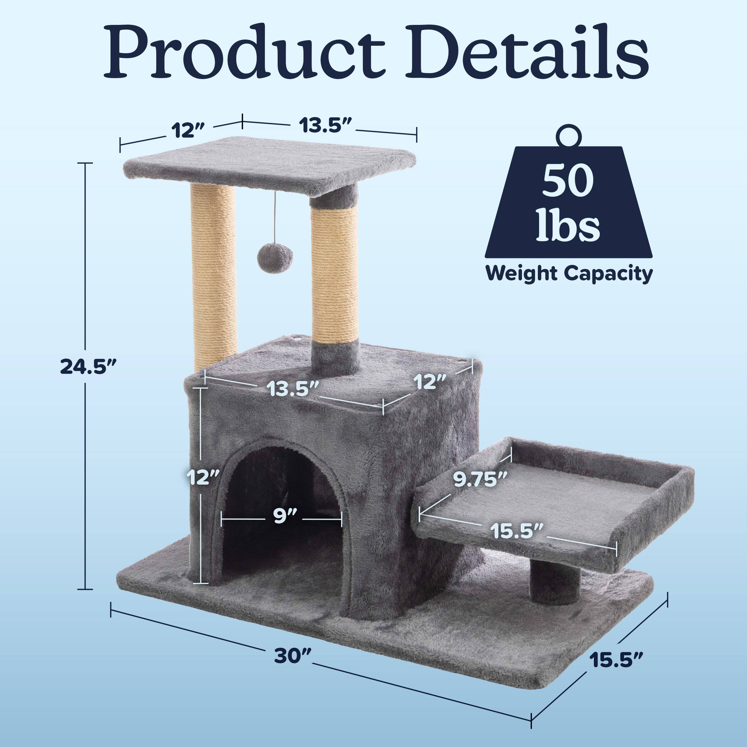 Product Details

- 12" 
- 13.5" 
- 24.5" 
- 13.5" 
- 12" 
- 9" 
- 9.75" 
- 15.5" 
- 30" 
- 15.5" 

Weight Capacity: 50 lbs