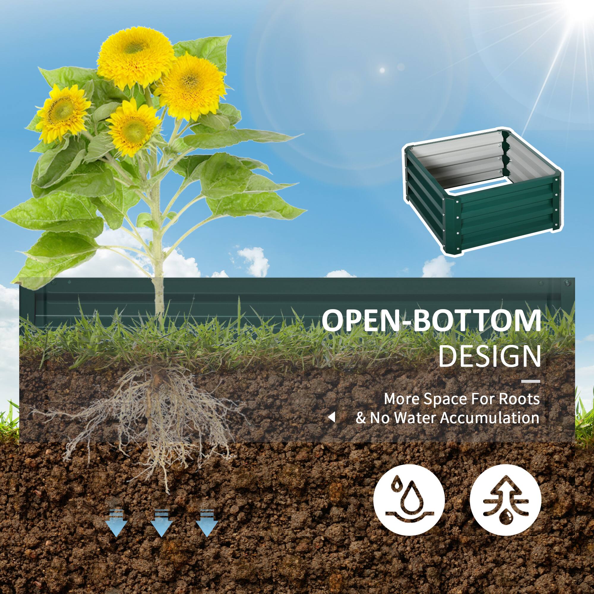 OPEN-BOTTOM DESIGN  
More Space For Roots & No Water Accumulation