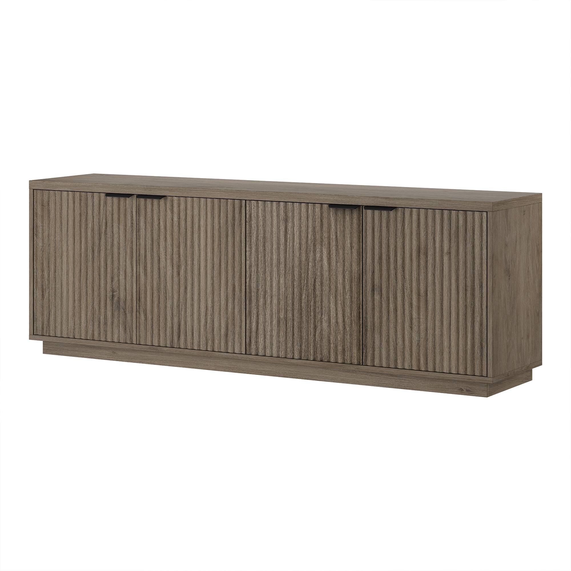 Left. Hudson&Canal - Mansfield Rectangular Fluted TV Stand for TV's up to 78" in Antiqued Gray Oak - Antiqued Gray Oak.