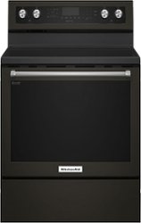 KitchenAid - 6.4 Cu. Ft. Self-Cleaning Freestanding Electric Convection Range - Black Stainless Steel - Front_Zoom