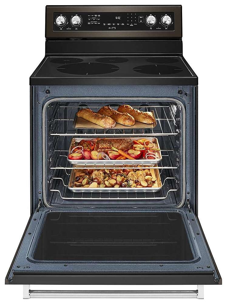 Alt View 12. KitchenAid - 6.4 Cu. Ft. Self-Cleaning Freestanding Electric Convection Range - Black Stainless Steel.