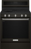 KitchenAid - 5.8 Cu. Ft. Self-Cleaning Freestanding Gas True Convection Range with Even-Heat - Black Stainless Steel - Front_Zoom