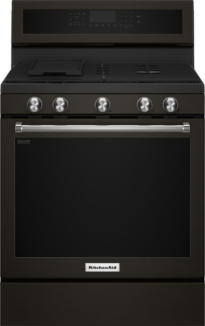 Front Zoom. KitchenAid - 5.8 Cu. Ft. Self-Cleaning Freestanding Gas True Convection Range with Even-Heat - Black Stainless Steel.