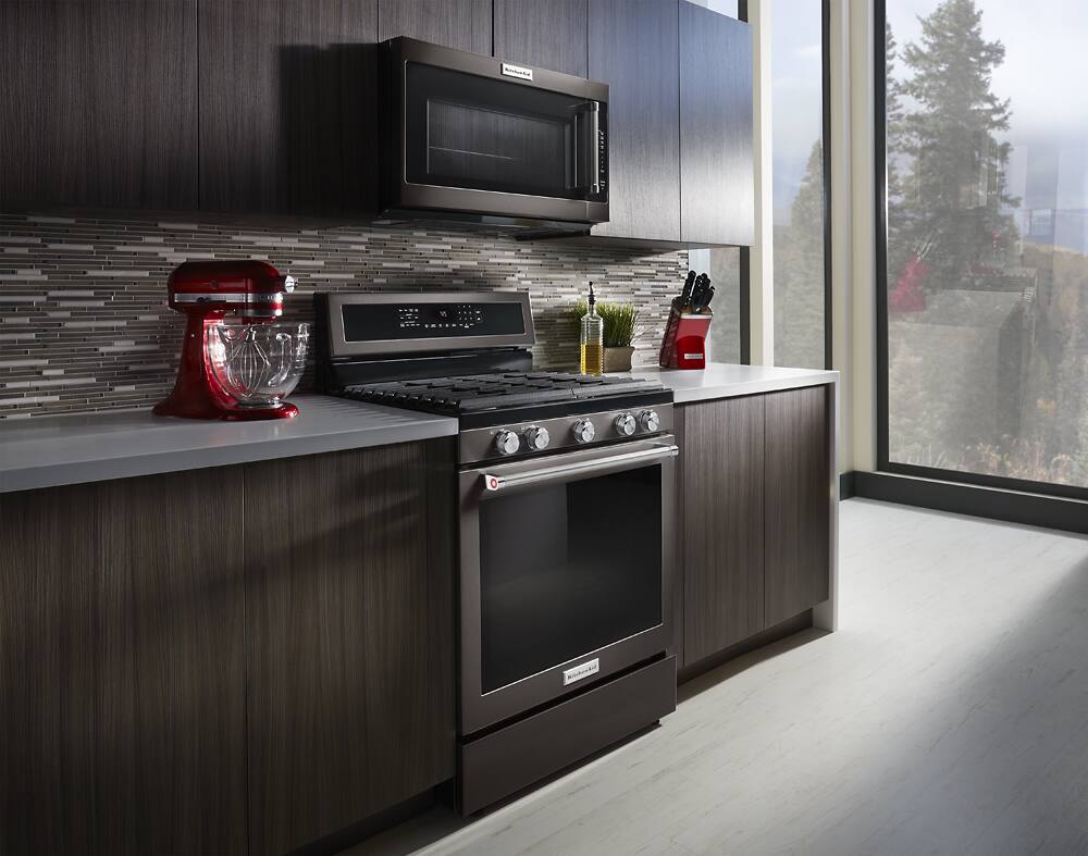Alt View 11. KitchenAid - 5.8 Cu. Ft. Self-Cleaning Freestanding Gas True Convection Range with Even-Heat - Black Stainless Steel with Printshield Finish.