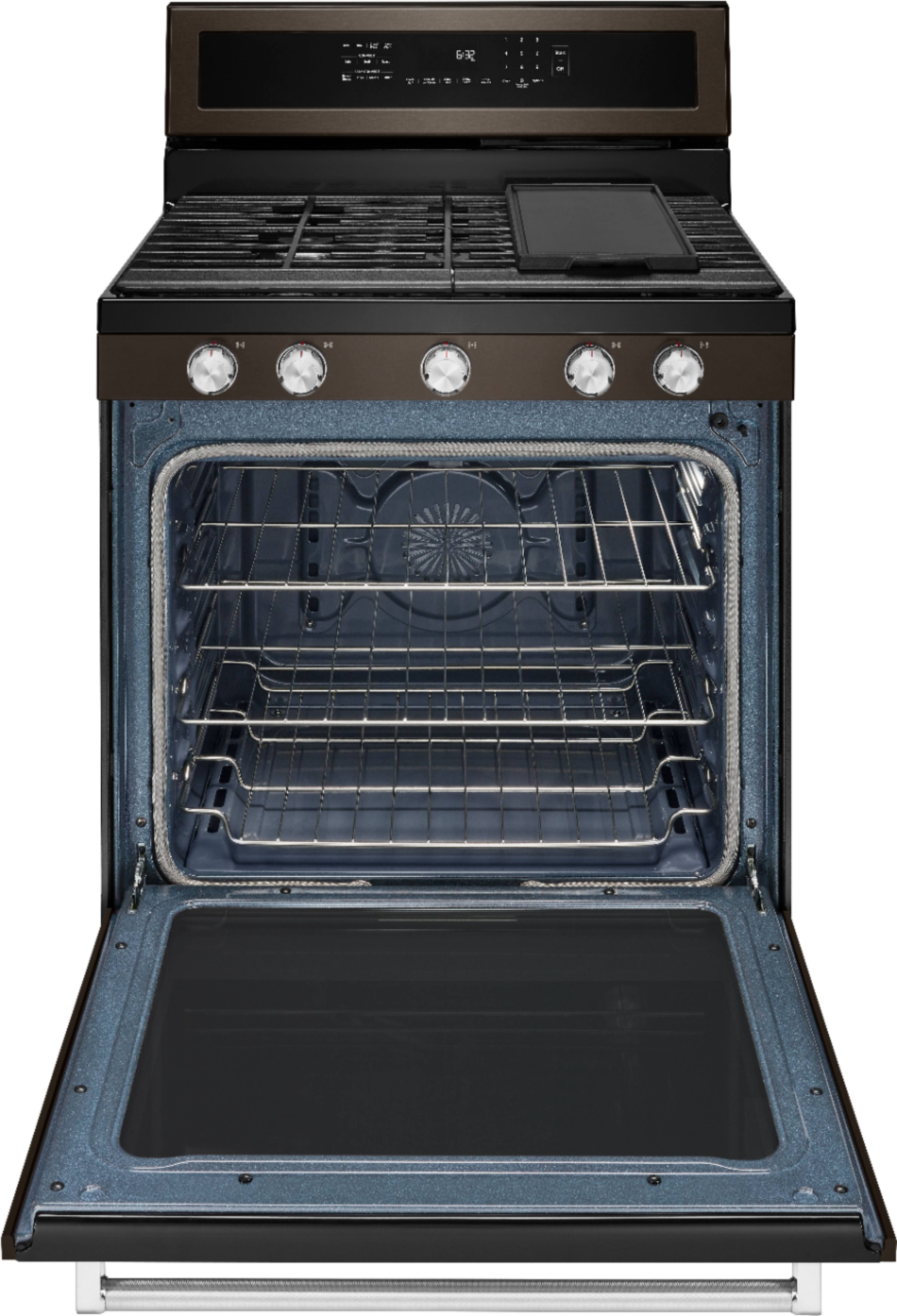 Alt View 17. KitchenAid - 5.8 Cu. Ft. Self-Cleaning Freestanding Gas True Convection Range with Even-Heat - Black Stainless Steel with Printshield Finish.