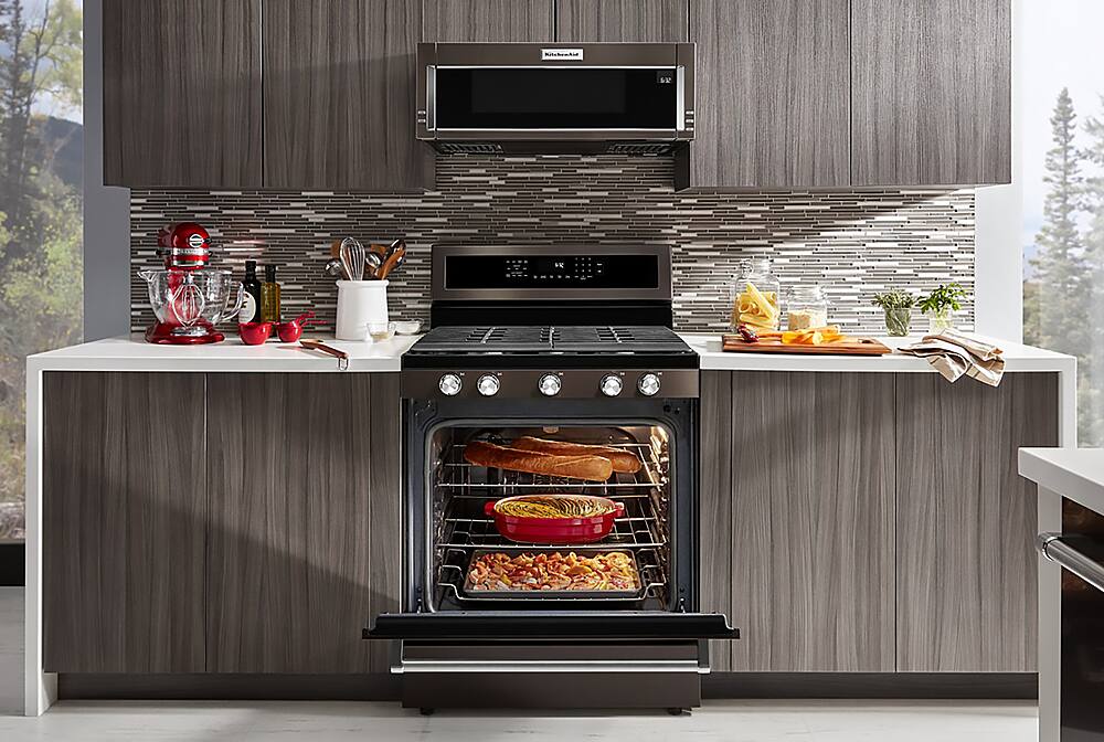 Alt View 19. KitchenAid - 5.8 Cu. Ft. Self-Cleaning Freestanding Gas True Convection Range with Even-Heat - Black Stainless Steel with Printshield Finish.