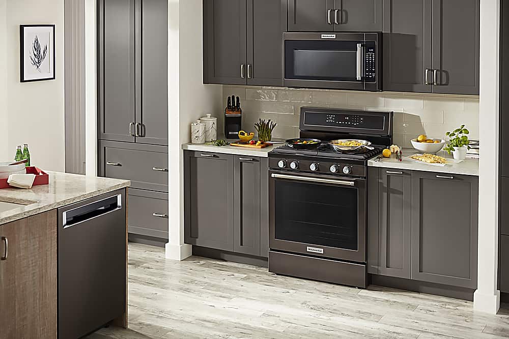 Alt View 20. KitchenAid - 5.8 Cu. Ft. Self-Cleaning Freestanding Gas True Convection Range with Even-Heat - Black Stainless Steel with Printshield Finish.