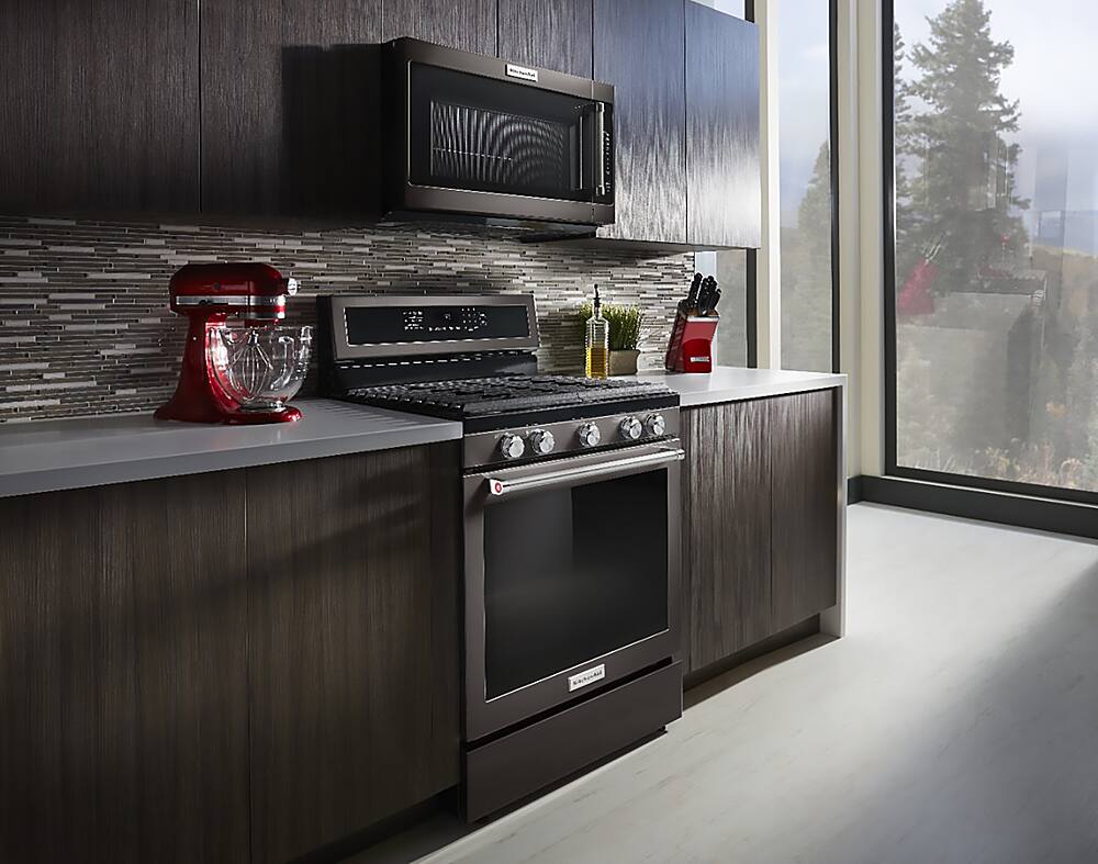 Alt View 21. KitchenAid - 5.8 Cu. Ft. Self-Cleaning Freestanding Gas True Convection Range with Even-Heat - Black Stainless Steel with Printshield Finish.