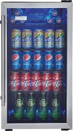 Danby - Designer 120-Can Beverage Cooler - Black stainless steel - Front_Standard