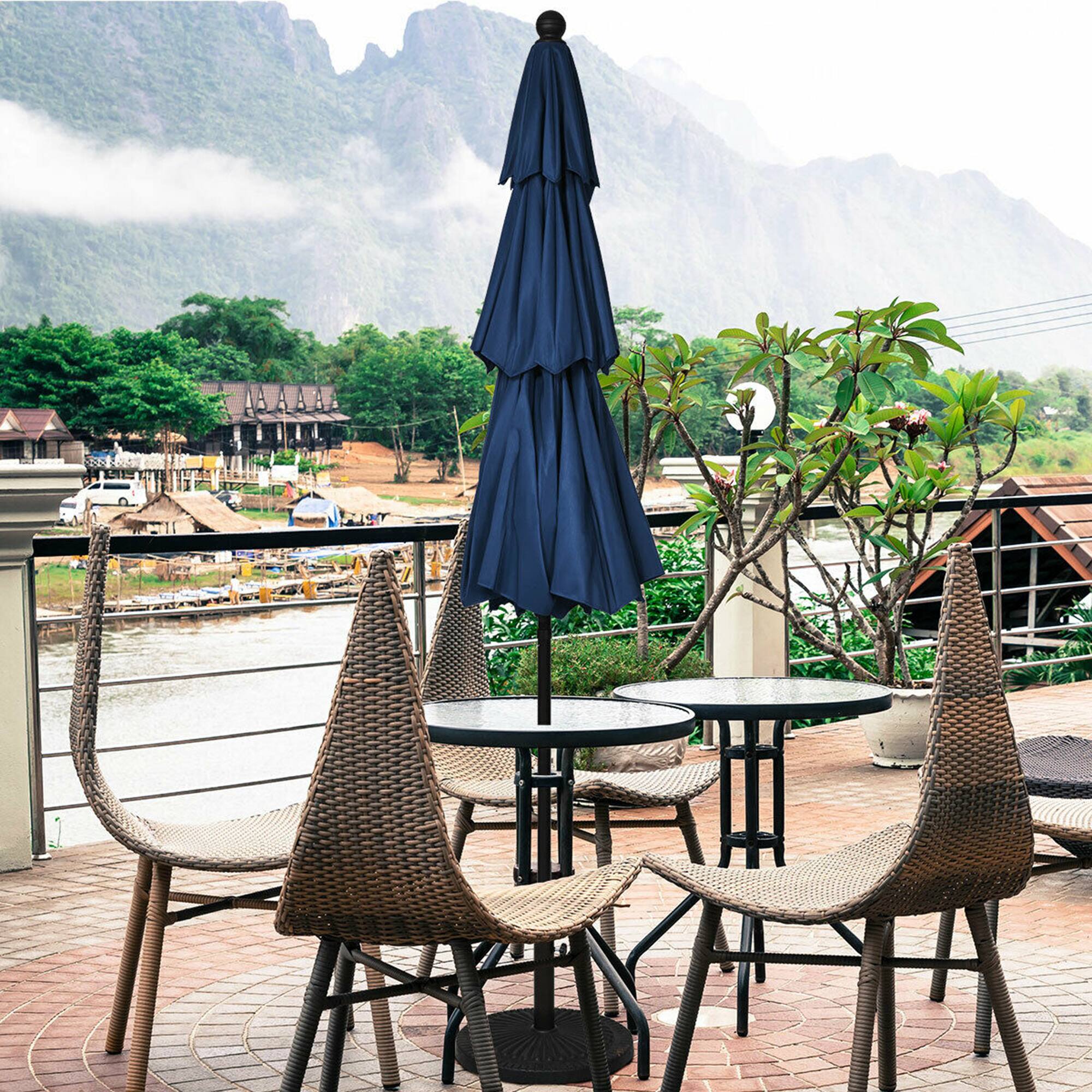 Alt View 3. Gymax - Gymax 10ft 3 Tier Patio Market Umbrella Aluminum Sunshade Shelter Double Vented Navy - Navy.
