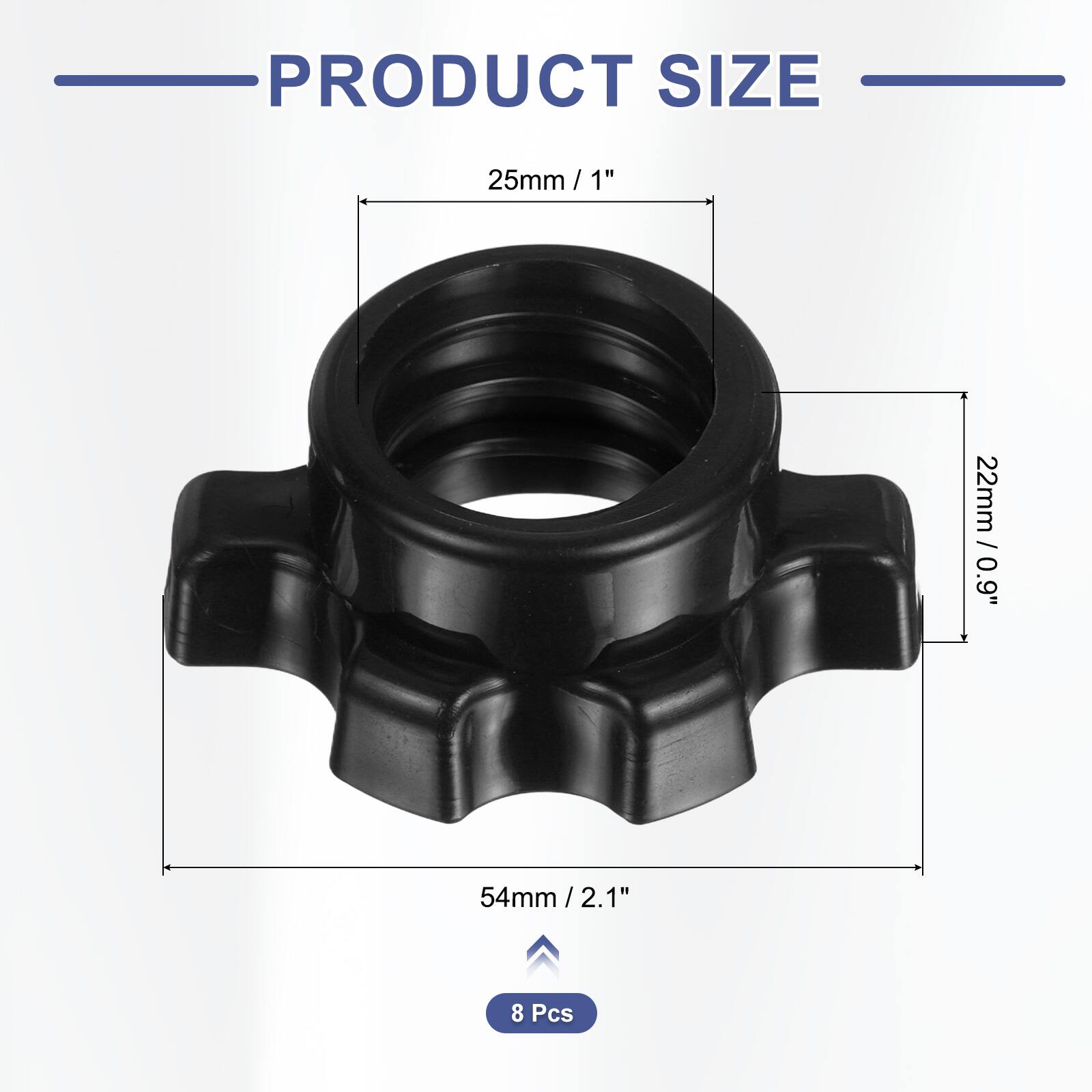 PRODUCT SIZE  
25mm / 1"  
22mm / 0.9"  
54mm / 2.1"  
8 Pcs