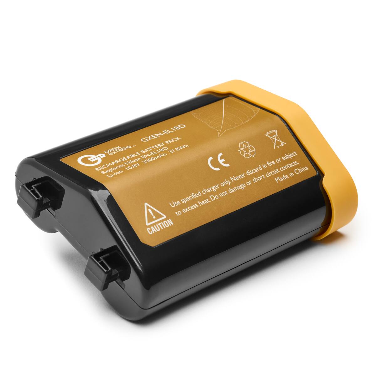 18D GXEN-ELISD PACK - TERY 4M8 GREEN OXIRERE- EN-ELIBD LS  
RECHARGEABLE Nikon 3500mAh CE or subject 10.8V in fire contacts.  
Replaces Li-ion discard circuit in China Never short Made only.  
or charger not damage specified Do Use heat. ! to excess  
CAUTION