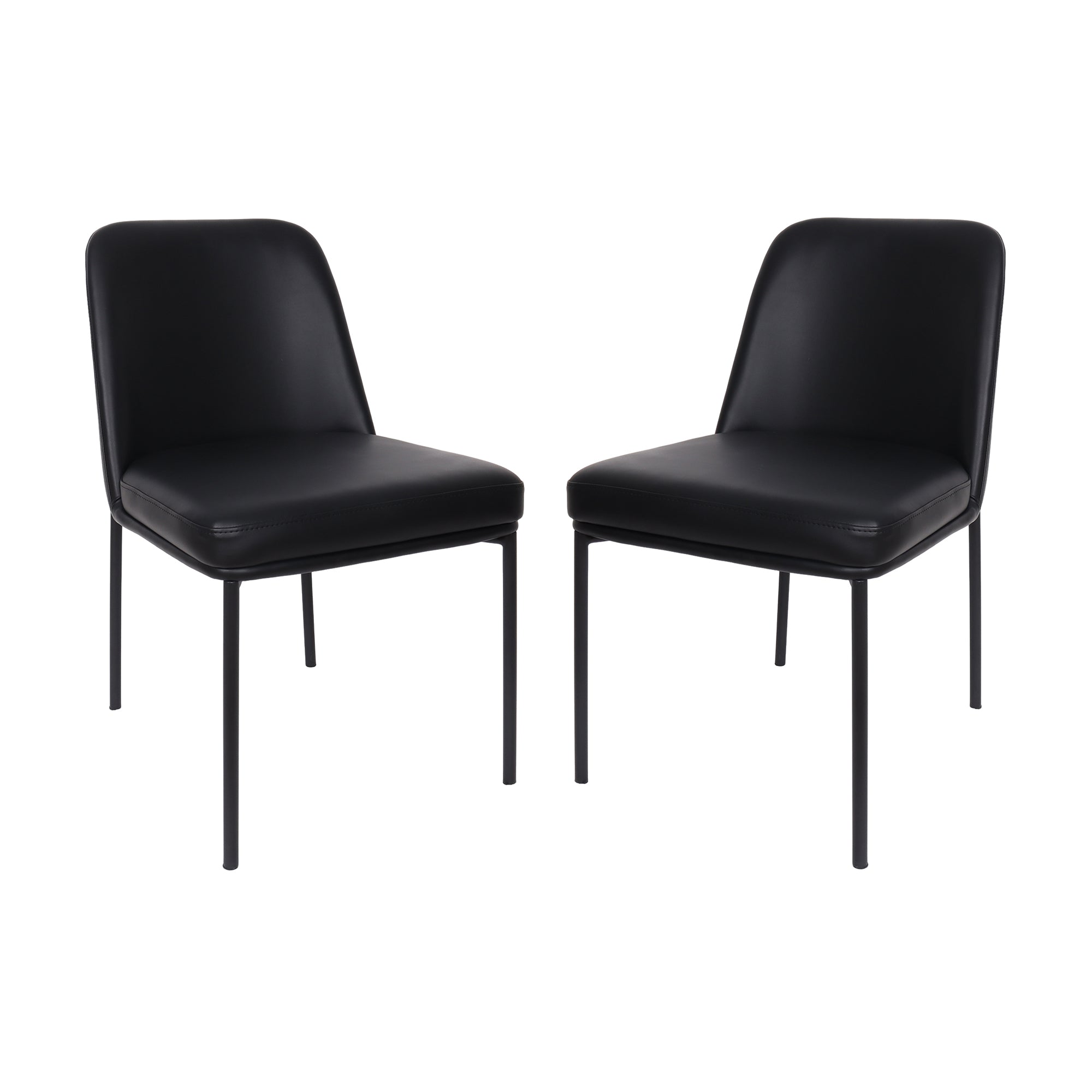 Front. Manhattan Comfort - Loft Contemporary Metal Vegan Leather Side Chair - Set of 2 - Black.