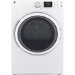 GE - 7.5 Cu. Ft. 10-Cycle Gas Dryer - White on white - Larger Front