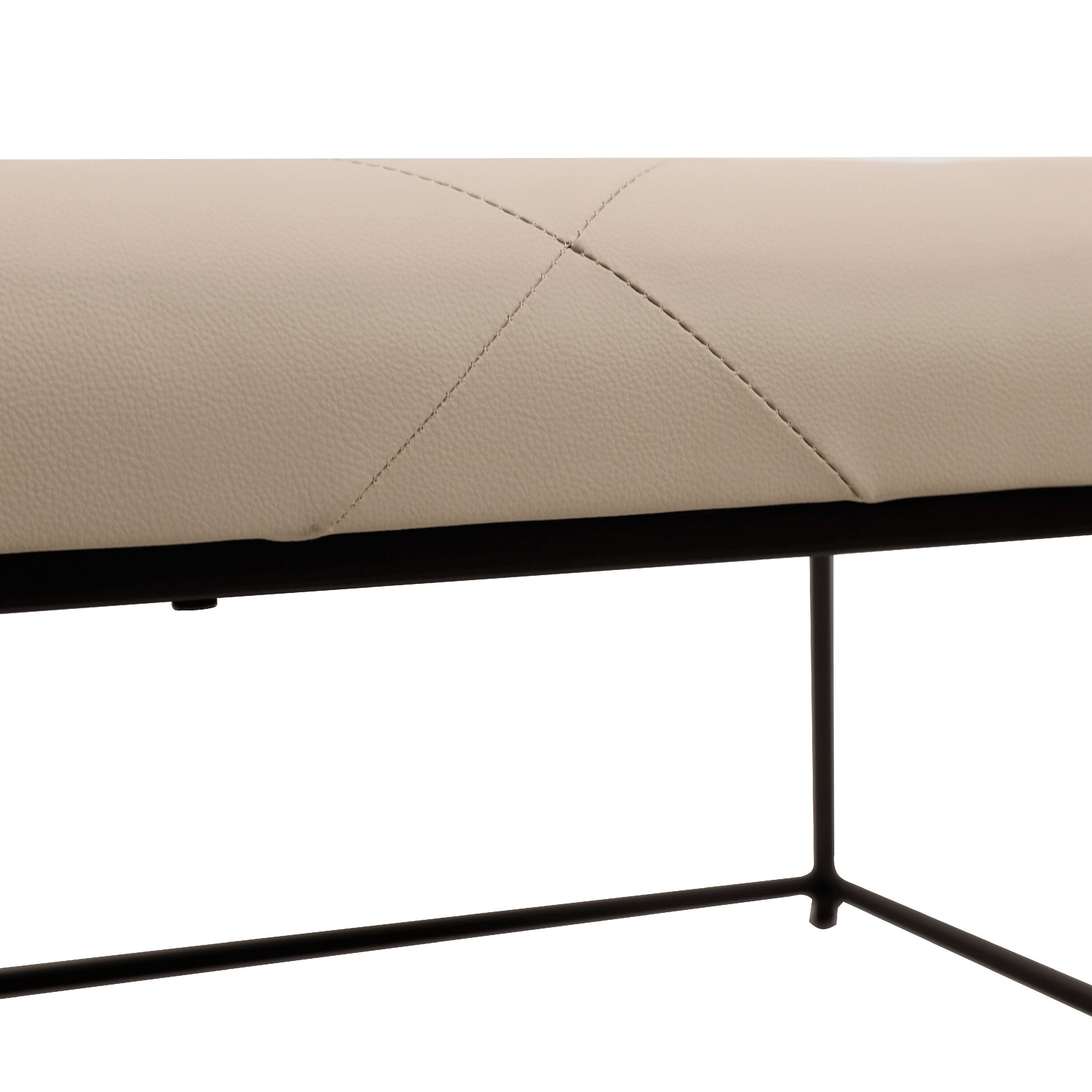 Alt View 9. Emma + Oliver - Aranda 30 in. Faux Leather Square Ottoman with Tufted Design and Sturdy Iron Frame - Beige.