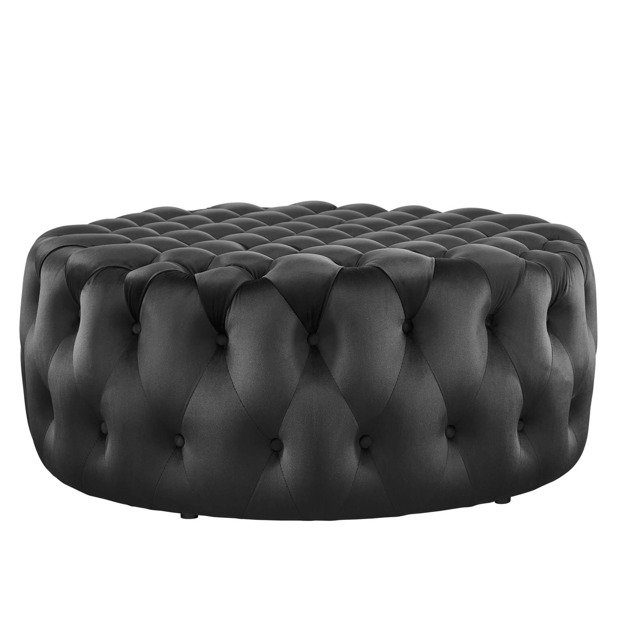 Alt View 1. Modway - Amour Tufted Button Large Round Performance Velvet Ottoman by Modway - EEI-5469-BLK.