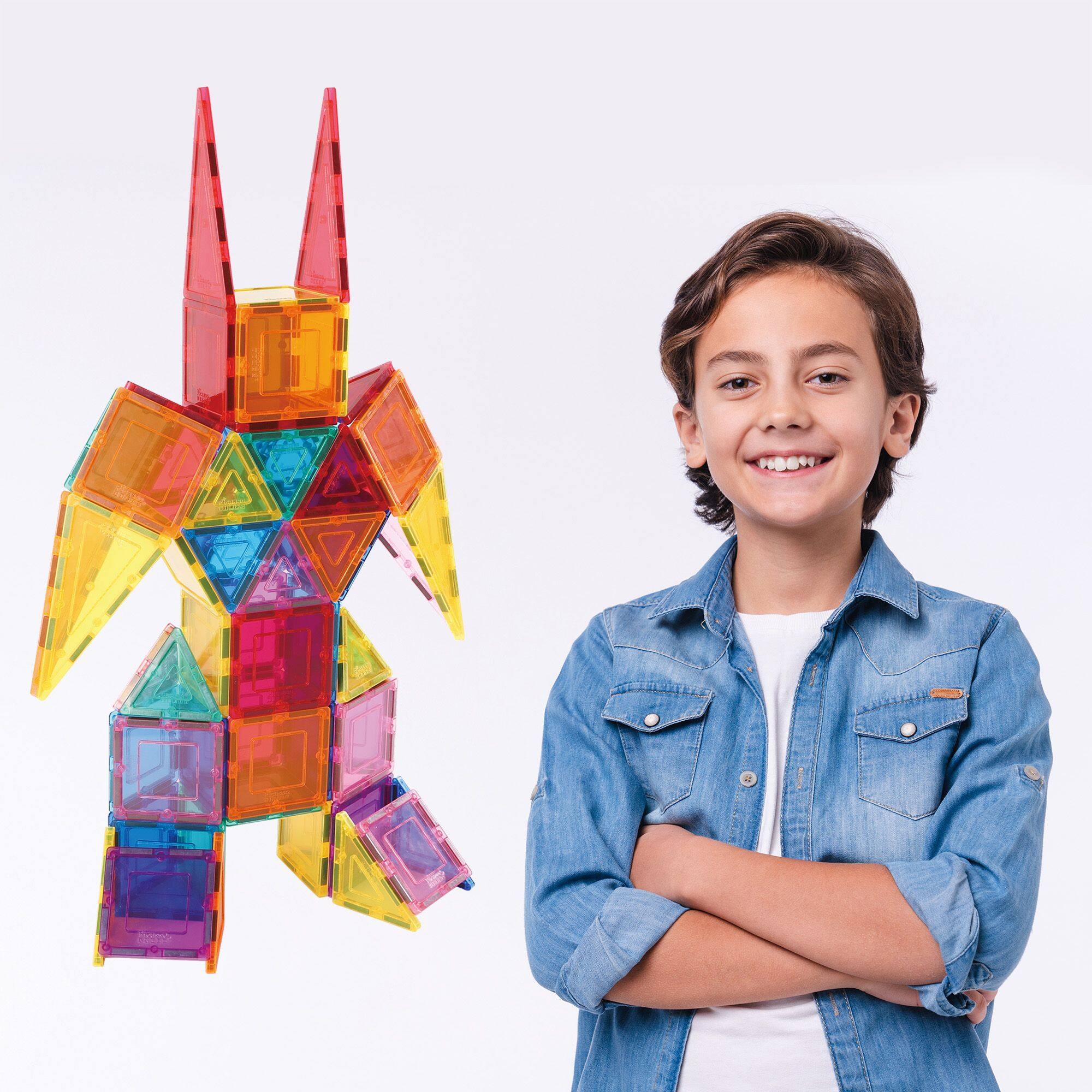 Alt View 5. PicassoTiles - PicassoTiles 36 PC Magnetic Tiles, Magnetic Building Blocks for Kids, Magnet for Kids 3+.