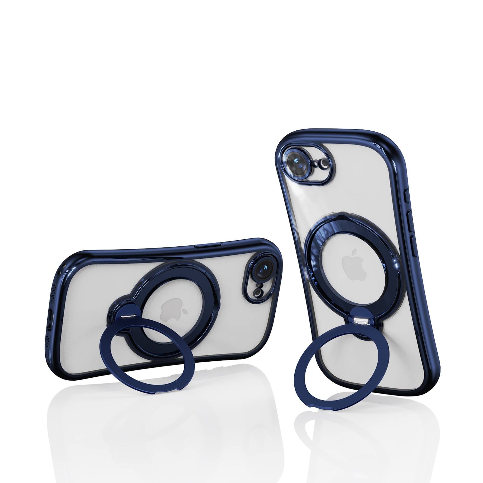 Alt View 4. Dteck - Magnetic Case for Apple iPhone 17e with 360 Ring Stand and Strap, Shockproof TPU Phone Cover Built-in Lens Protector - Blue.
