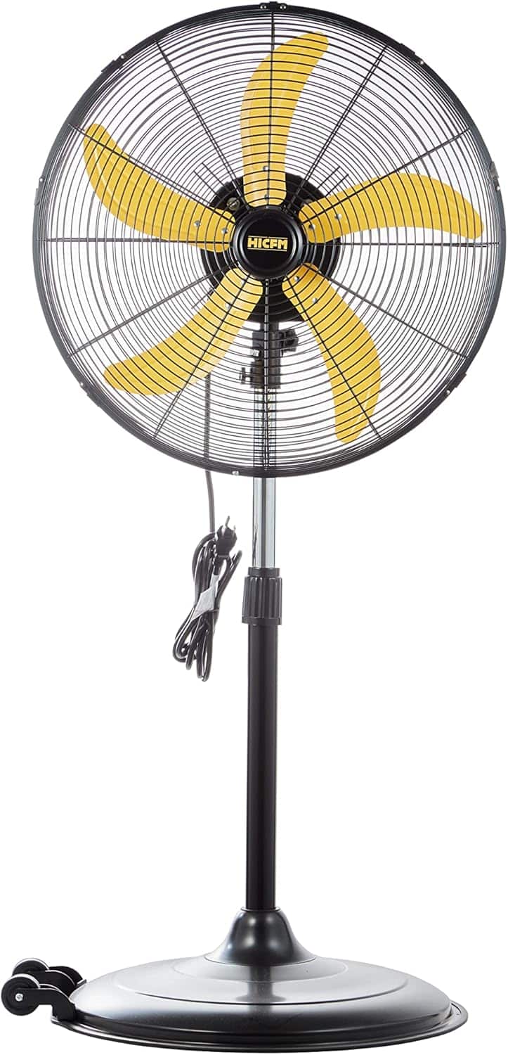 Akoasm - 20" High Velocity Pedestal Fan, 5000 CFM, 3-Speed 1/5 HP Motor, Oscillating, Adjustable Height 41-55" for Garage