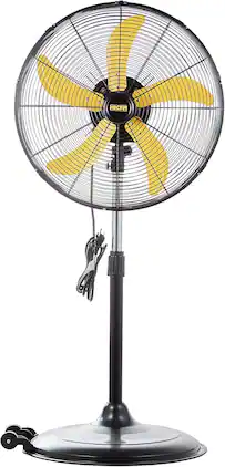 Akoasm - 20" High Velocity Pedestal Fan, 5000 CFM, 3-Speed 1/5 HP Motor, Oscillating, Adjustable Height 41-55" for Garage