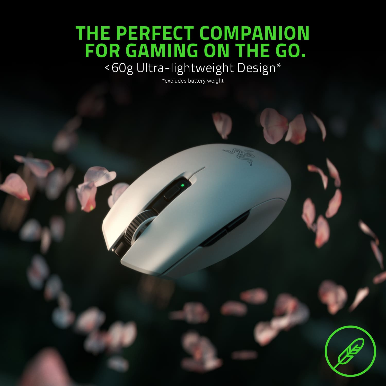 The perfect companion for gaming on the go. 60g ultra-lightweight design.