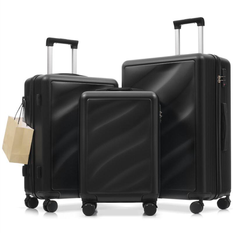HTUTWOO - Luggage Set 3 Piece - Lightweight ABS Suitcases, Spinner Wheels, TSA Lock, Carry-on & Checked Travel Luggage,20"/24"/28" - Black