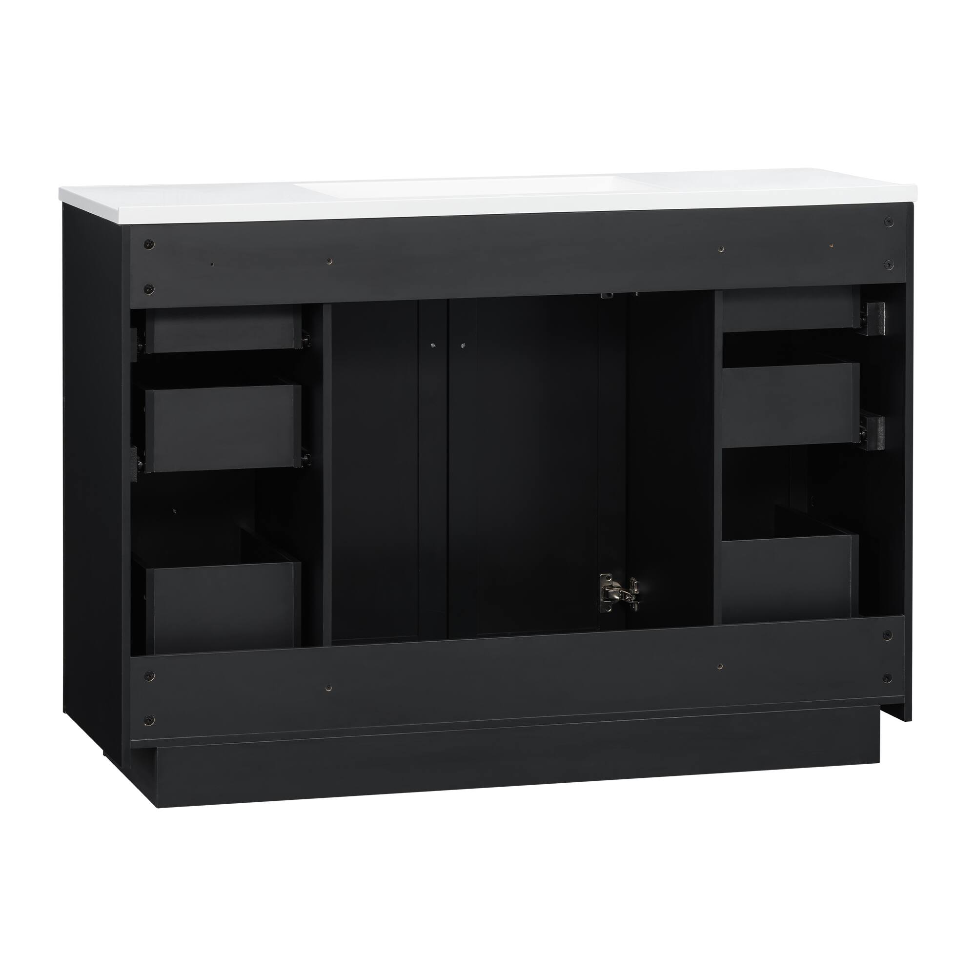 Alt View 5. JUJABU - Black 48" Bathroom Vanity with Sink Top,6 Drawers and 2 Soft-clsoe Doors - Black.