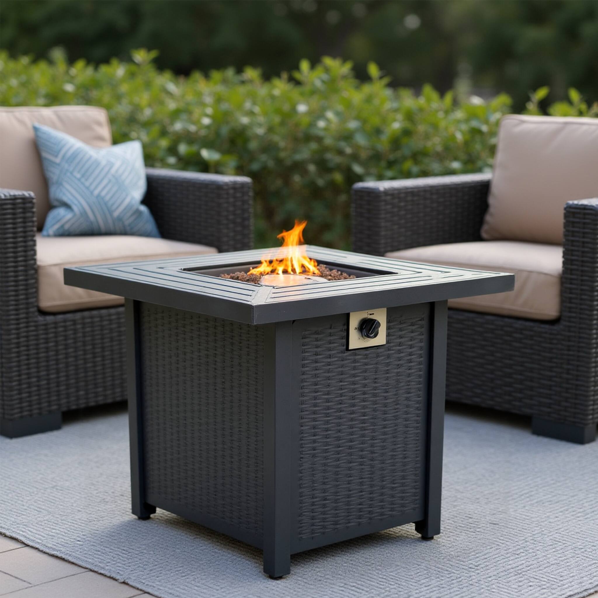 Alt View 1. Dexmalle - Dexmalle-28Inch Iron Square Propane Fire Pit Table-Black.