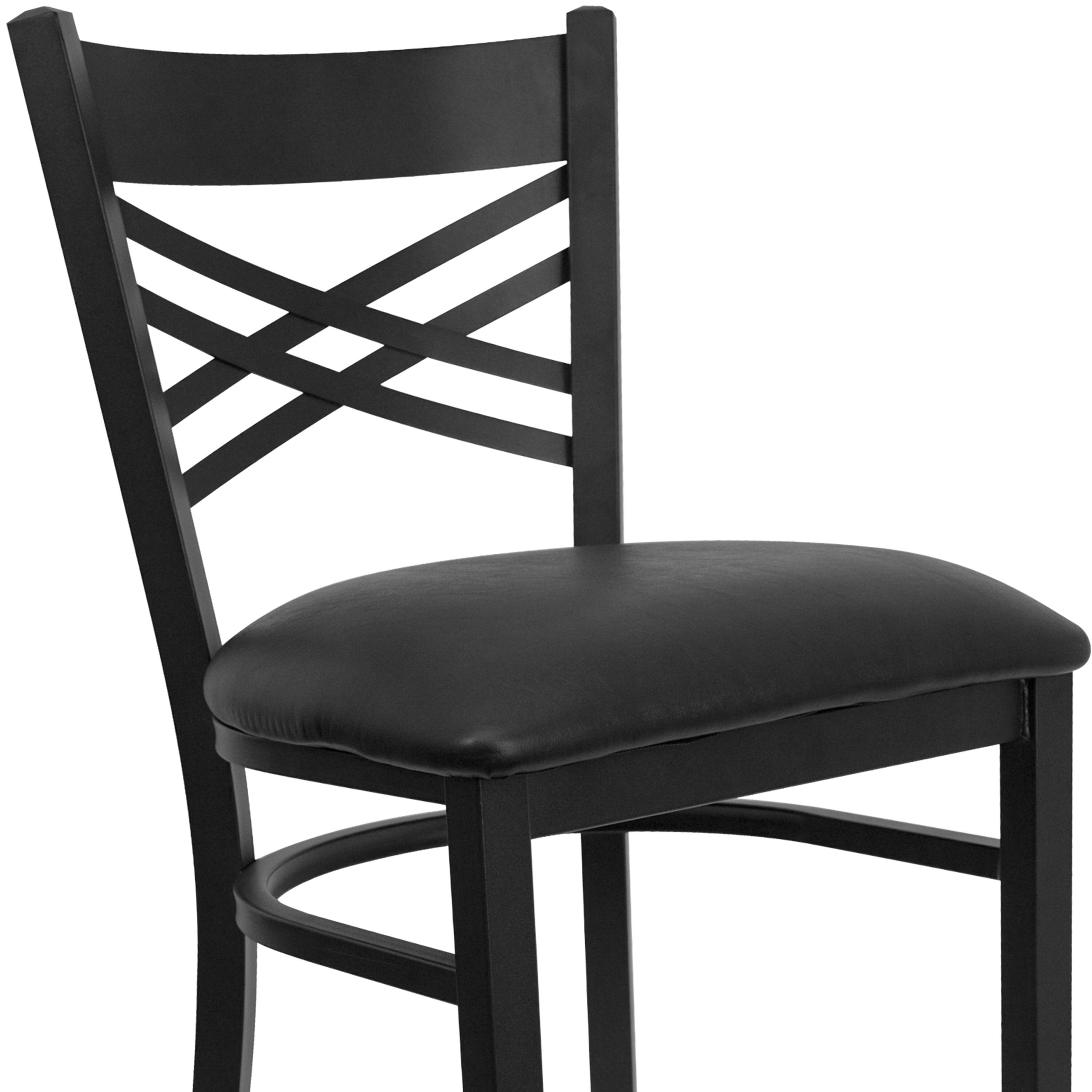Alt View 9. Emma + Oliver - "X" Back Metal Restaurant Dining Barstool - Black Vinyl Seat/Black Metal Frame.
