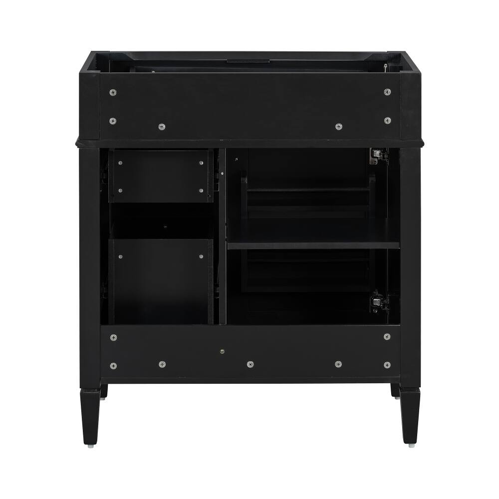 Back. Loheer - Loheer 30 inch bathroom vanity without top, Black Bathroom Storage Cabinet with Tip-out Drawer - Black.