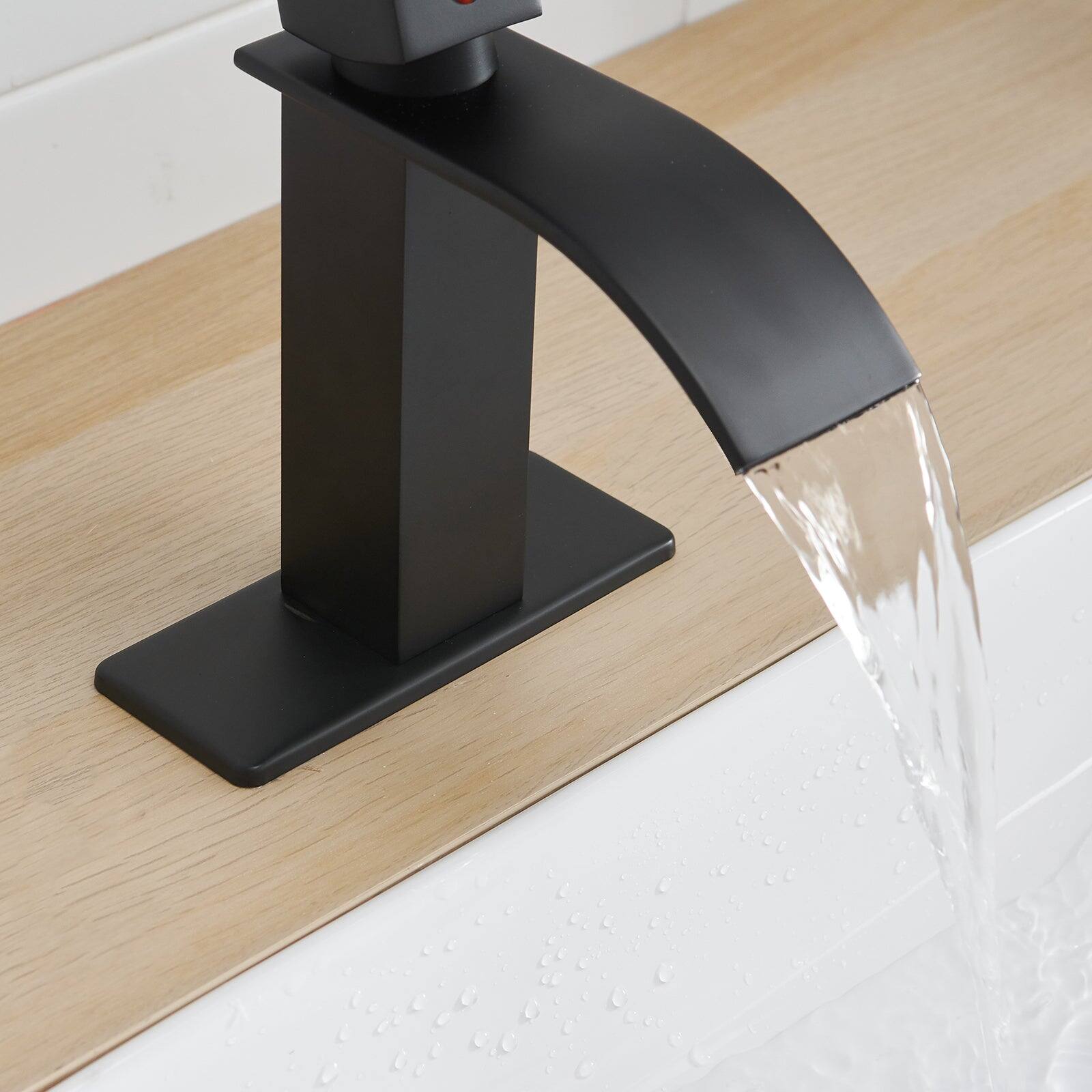 Alt View 9. Boyel Living - Single Handle Single Hole Bathroom Faucet with Deckplate Included and Pop Up Drain in Matte Black - Matte Black.