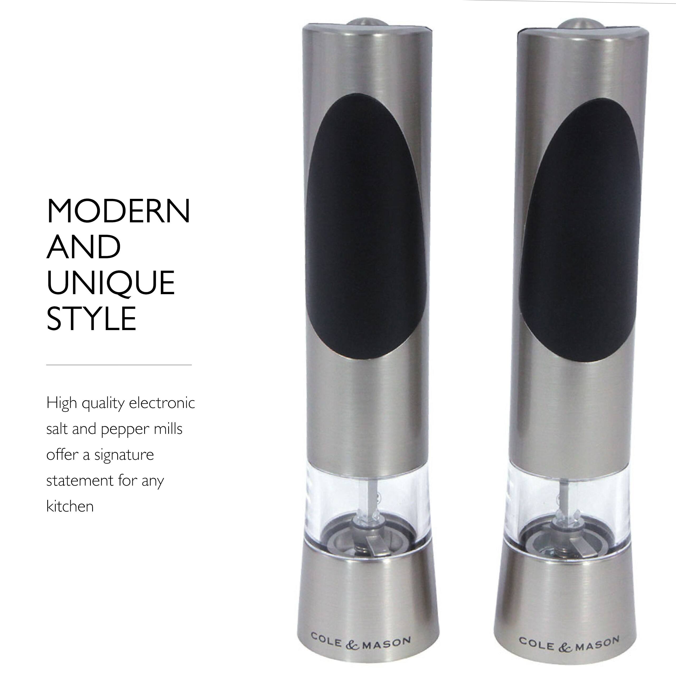 MODERN AND UNIQUE STYLE

High quality electronic salt and pepper mills offer a signature statement for any kitchen

COLE & MASON