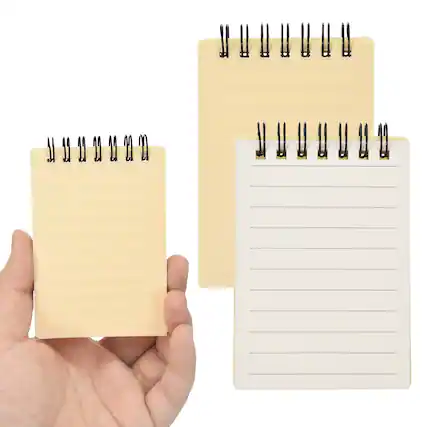 Front. Unique Bargains - 2pcs 3x5 Inch Aesthetic Pocket Notebooks, Spiral Lined Pages Portable Flip Notes 80 Sheets/160 Pages Office - Yellow.