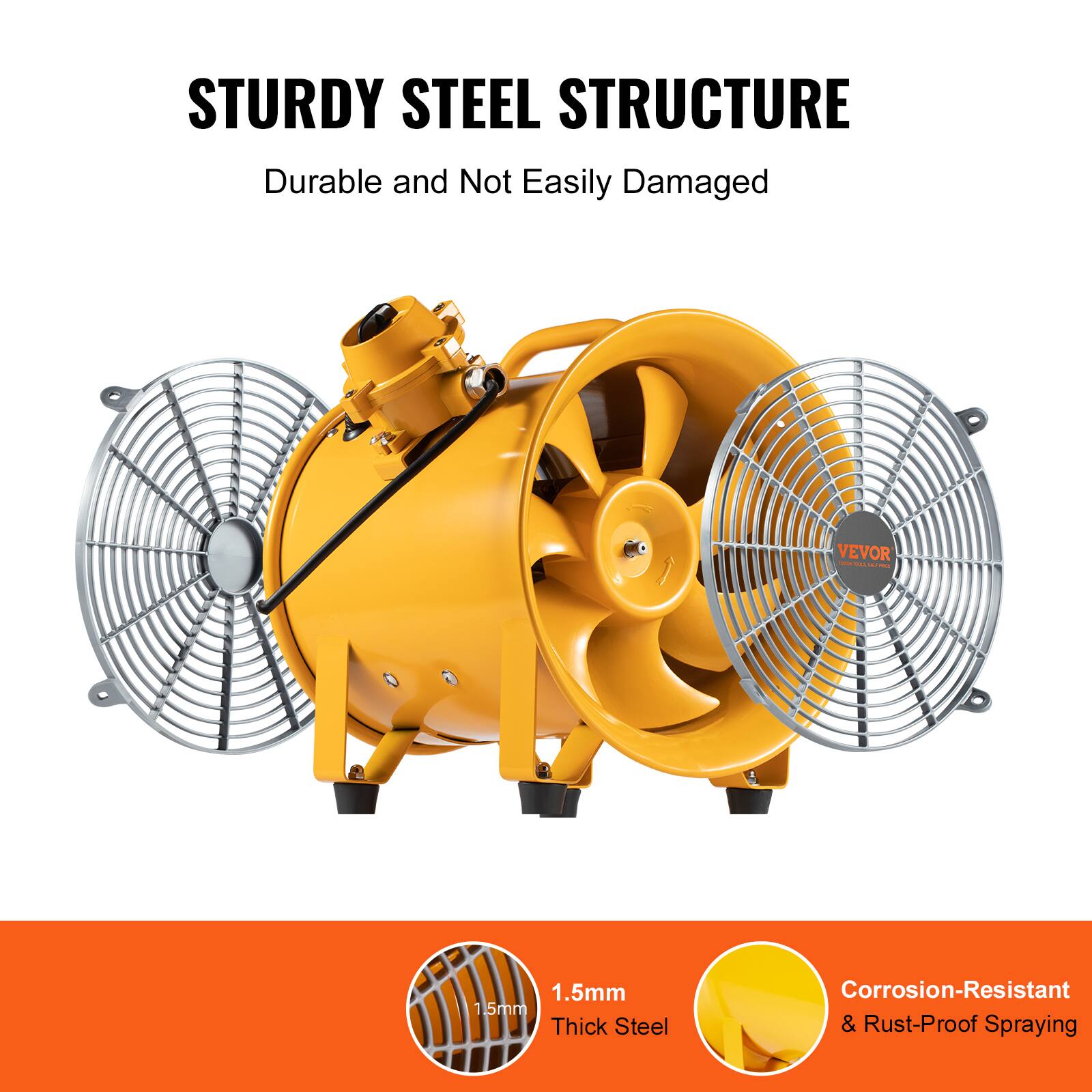 STURDY STEEL STRUCTURE  
Durable and Not Easily Damaged  

VEVOR 90  
1.5mm Thick Steel  
Corrosion-Resistant & Rust-Proof Spraying