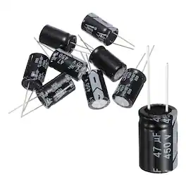 Unique Bargains - 8pcs 47uF 450V 16x25mm 105C Radial Aluminum Electrolytic Capacitor for TVs LCD Monitor VCD - Black