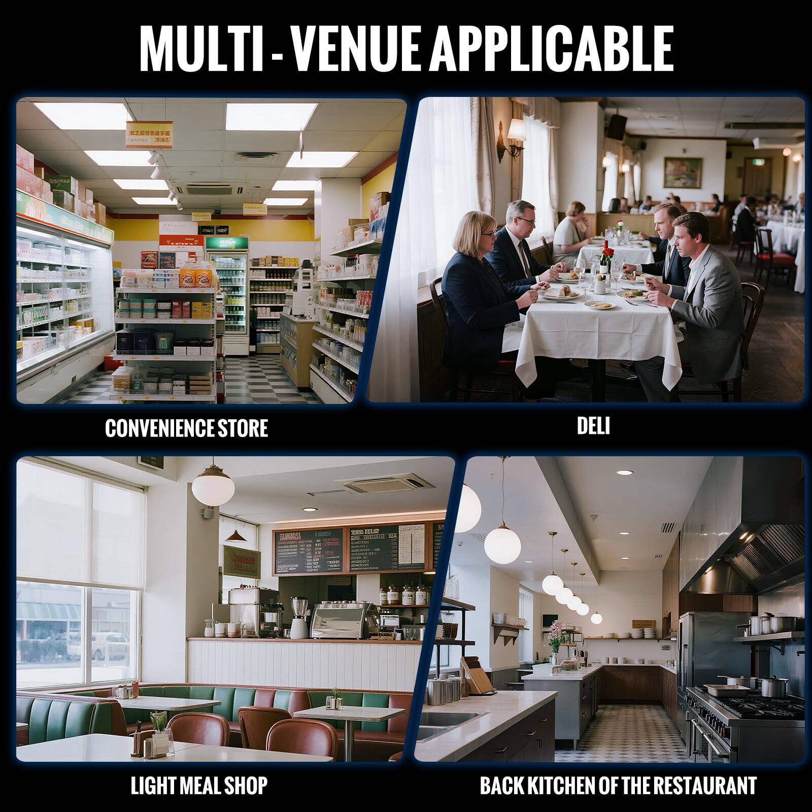 MULTI-VENUE APPLICABLE

CONVENIENCE STORE

DELI

LIGHT MEAL SHOP

BACK KITCHEN OF THE RESTAURANT