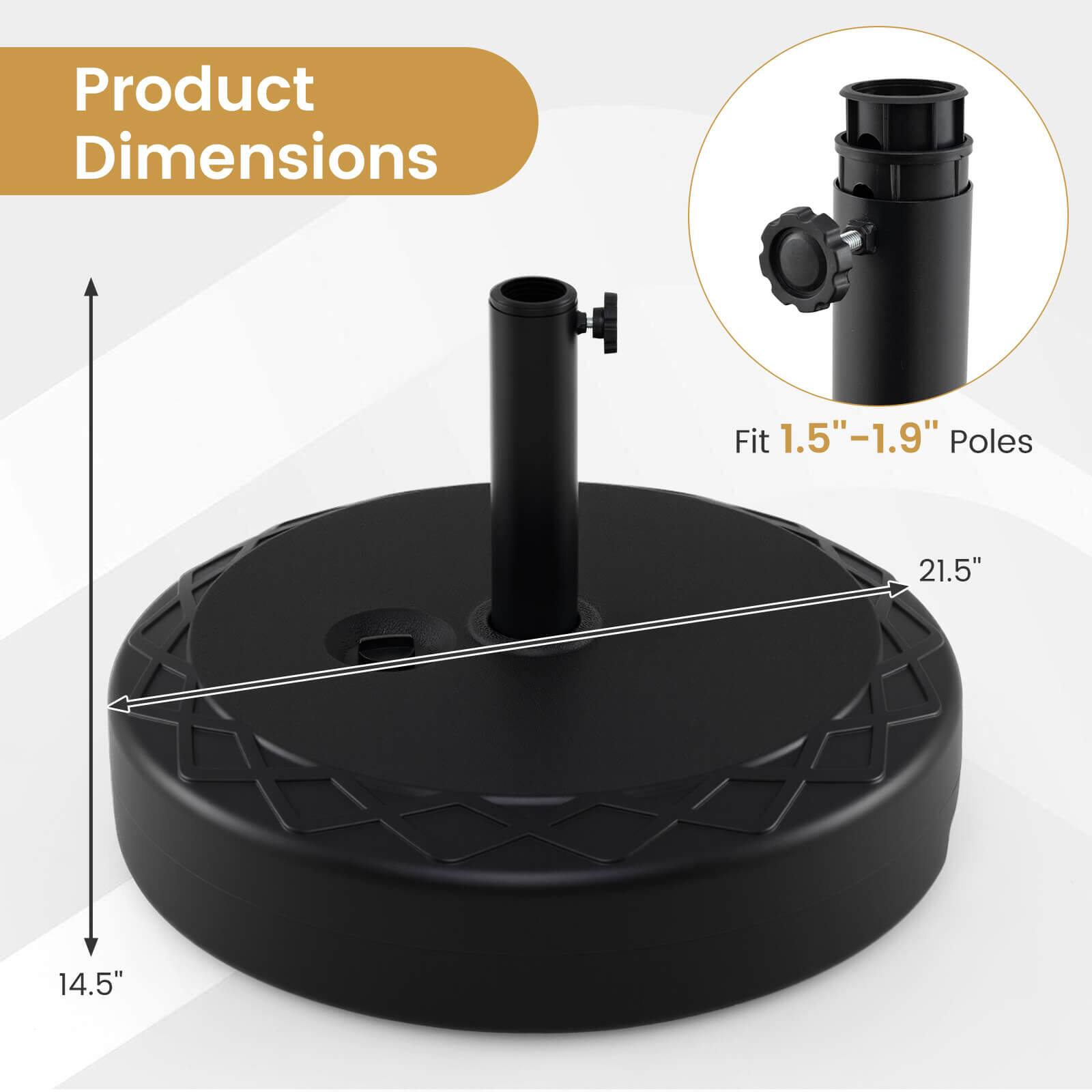 Product Dimensions  
Fit 1.5"-1.9" Poles  
21.5"  
14.5"