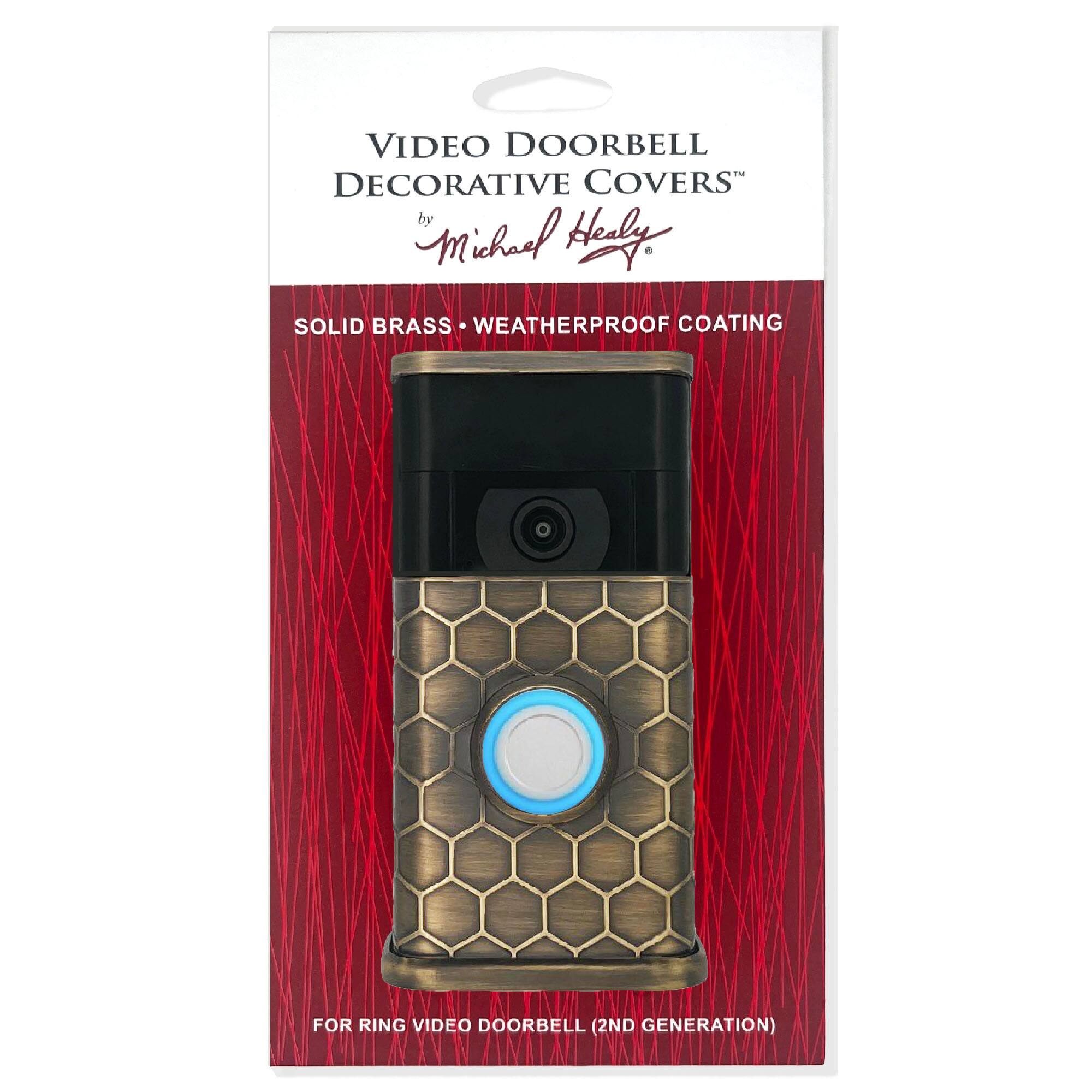 VIDEO DOORBELL DECORATIVE COVERS  
by Michael Healy  

SOLID BRASS • WEATHERPROOF COATING  

FOR RING VIDEO DOORBELL (2ND GENERATION)