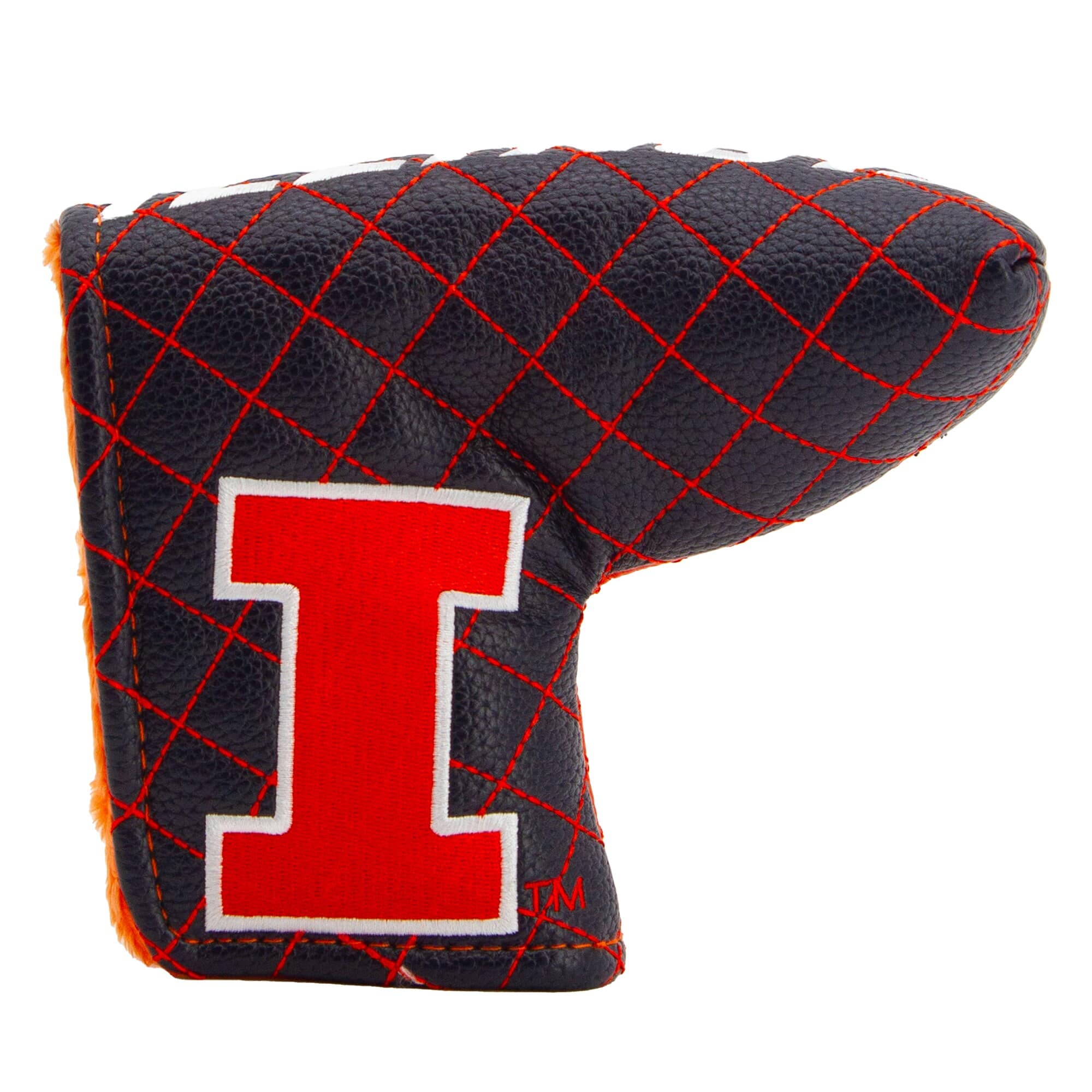 Front. Team Golf - Illinois Fighting Illini Quilted Blade Putter Cover - Multicolor.