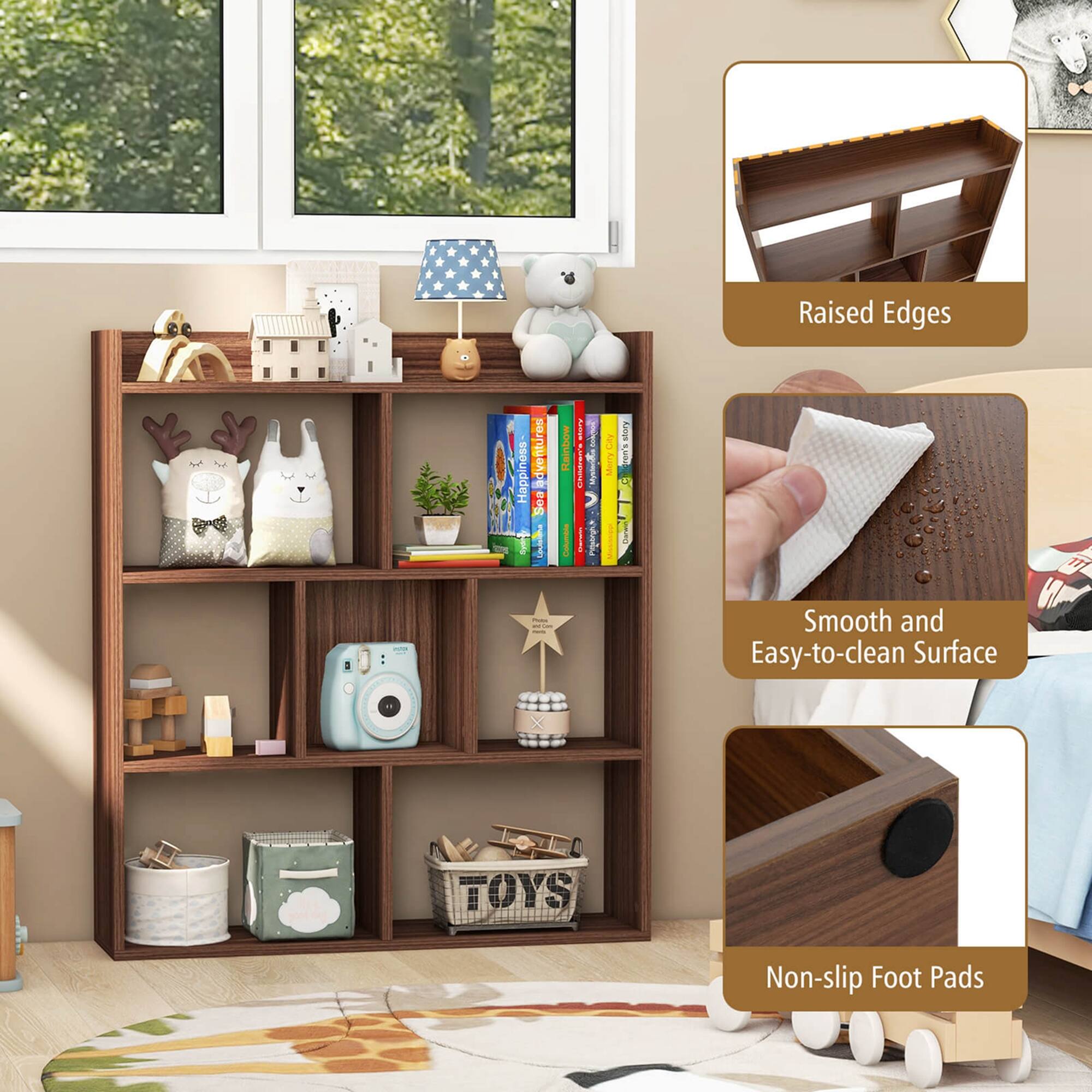 Costway 2 PCS 7 cube Bookcase Open Storage Shelf with Anti