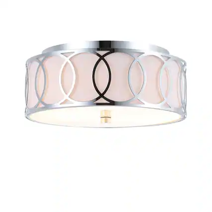 Front. Jonathan Y - Aria 2-Light 12.25" Metal LED Flush Mount, Chrome - Chrome.