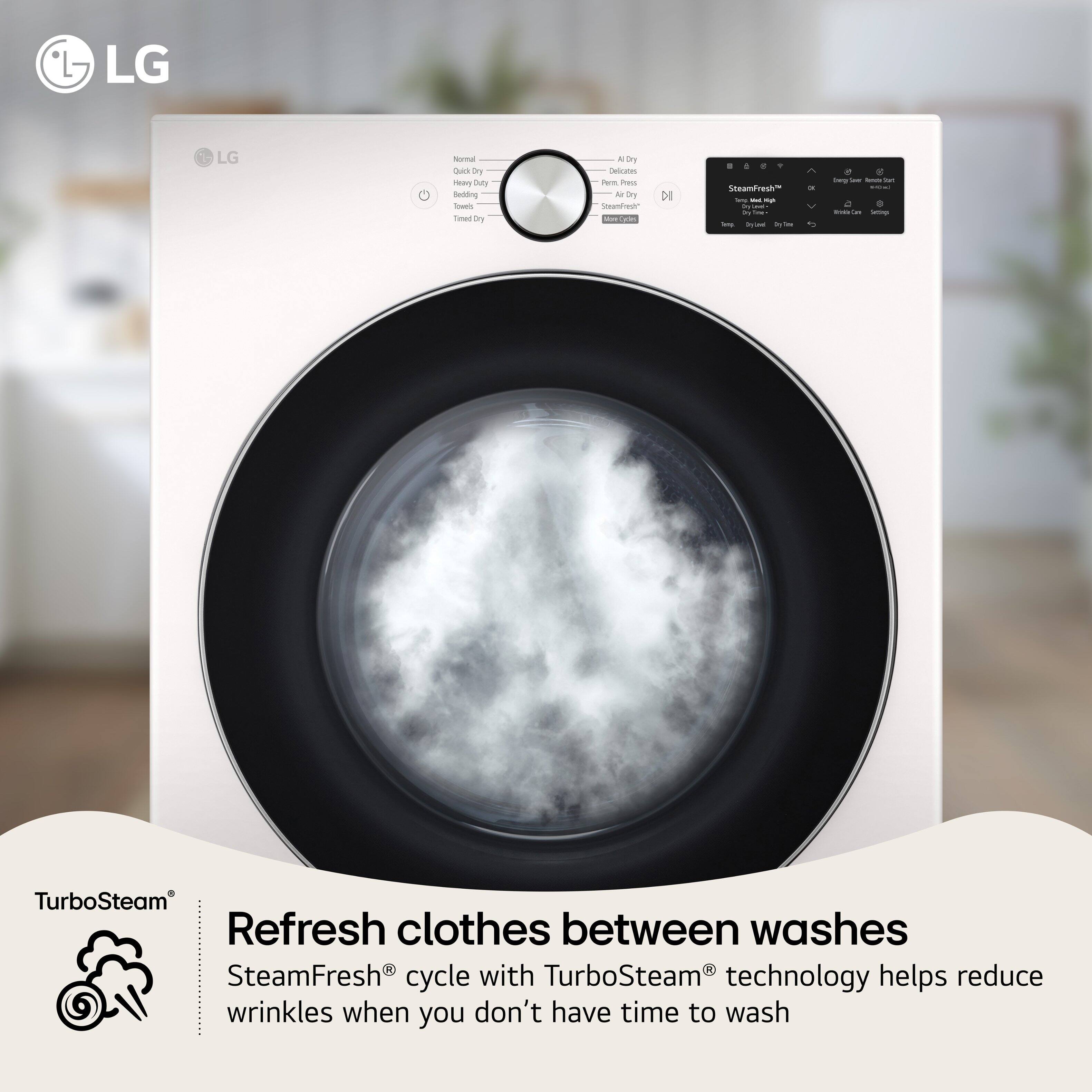 LG
Refresh clothes between washes
SteamFresh® cycle with TurboSteam® technology helps reduce wrinkles when you don't have time to wash