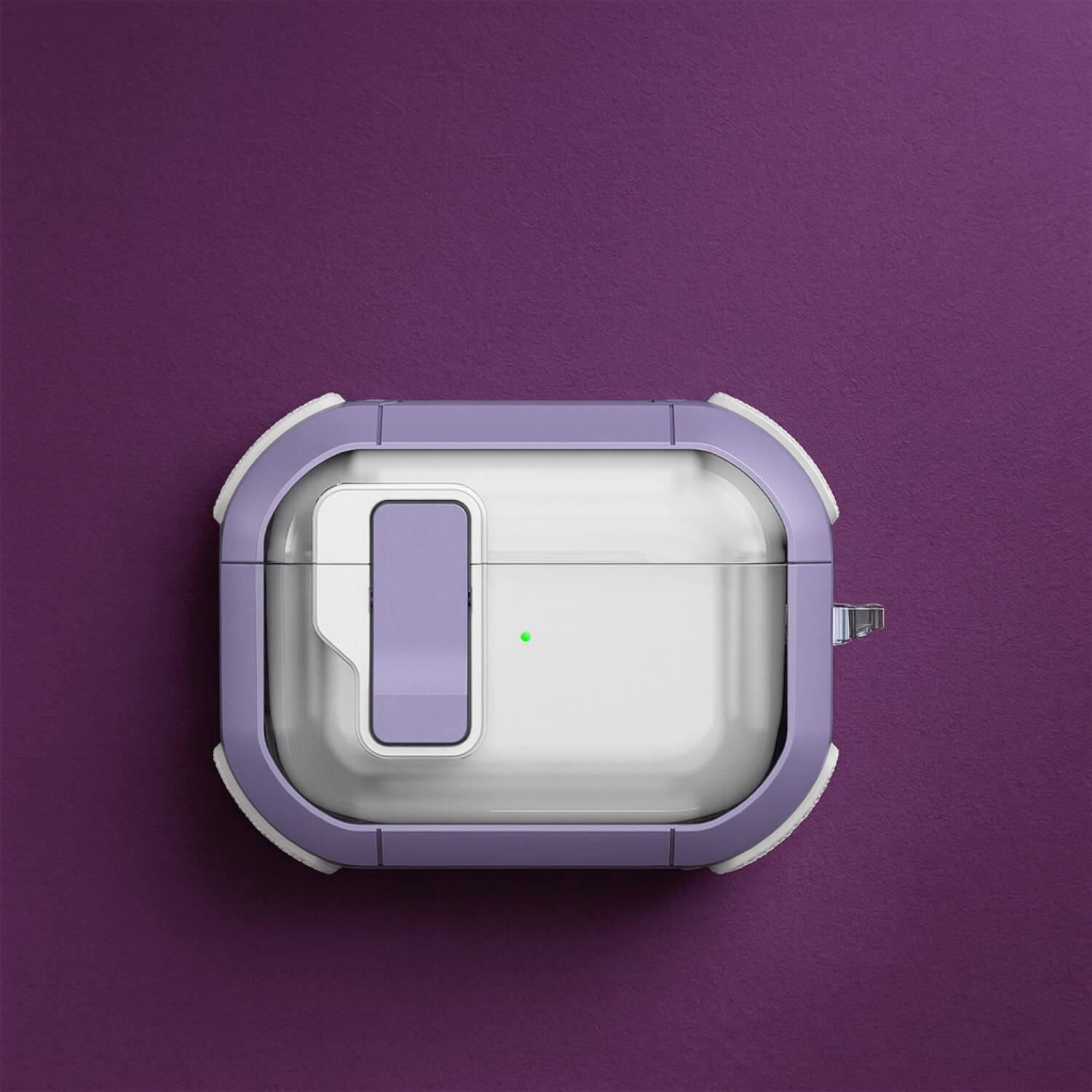 Angle. SaharaCase - Apple Airpods Pro 3 Case | Secure Lock | Anti-Shock Corners | Premium Clip | Venture-X Series - Purple Orchid.