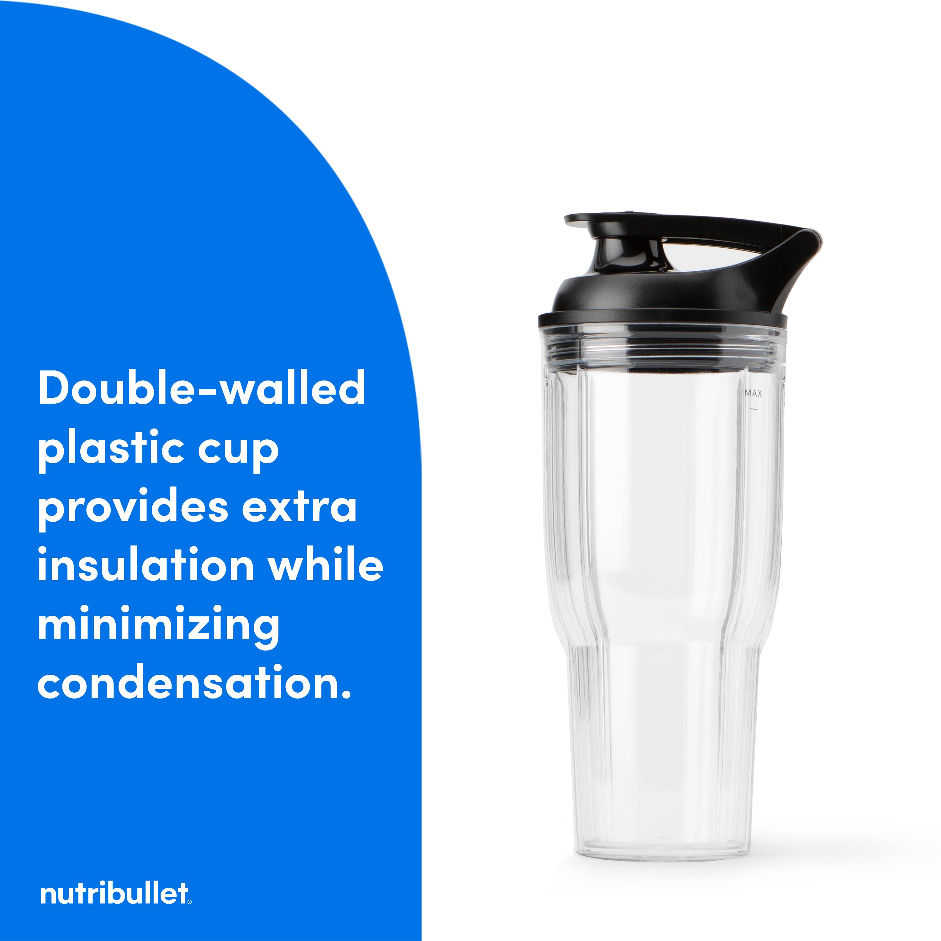 Double-walled plastic cup provides extra insulation while minimizing condensation. MAX nutribullet.